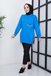 Zincir detatlı tunik Mavi  SLT3012