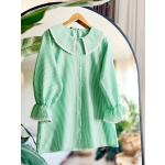 Bebe yaka dantel detaylı Tunik Yeşil NEW30290