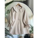 Bebe yaka dantel detaylı Tunik Bej NEW30290