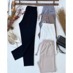 Bel lastikli cepli Double krep kumaş pantolon siyah SLt1554