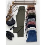 Bel lastikli cepli Double krep kumaş pantolon Yeşil  SLt1554