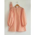 Çizgili Kömerli Balonkol Tunik Turuncu FX30229