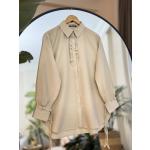 Fırfır Detaylı Keten Ayrobin Tunik Bej NEW30297