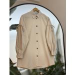 Kol büzgü detaylı Keten tunik Bej AlR30265