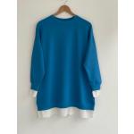 Kol etek ucu dantelli tunik Mavi LT30158