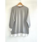 Kol etek ucu dantelli tunik gri LT30158