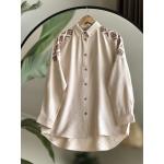 omuz nakış işlemeli gömlek  Bej DST 30246