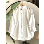 omuz nakış işlemeli gömlek  Beyaz  DST 30246