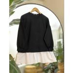 OSHO Eteği Beyaz parçalı Tunik Siyah DST3285