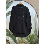 Yaka cep taş işleme gömlek tunik Siyah ASM 30258