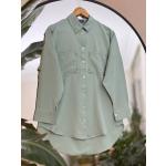 Yaka cep taş işleme gömlek tunik Mint ASM 30258