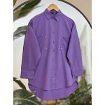 Yaka cep taş işleme gömlek tunik Mor  ASM 30258