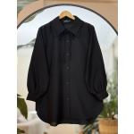 Yaka fırfırlı ve Bağcık Detaylı Tunik Gömlek siyah NEW30299