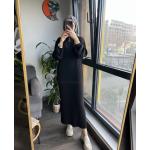 Yaka fermuarlı triko elbise Siyah TCN4049